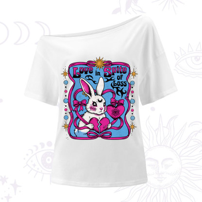 Purplehecate Love in Spite of Loss Bunny One Shoulder T-Shirt