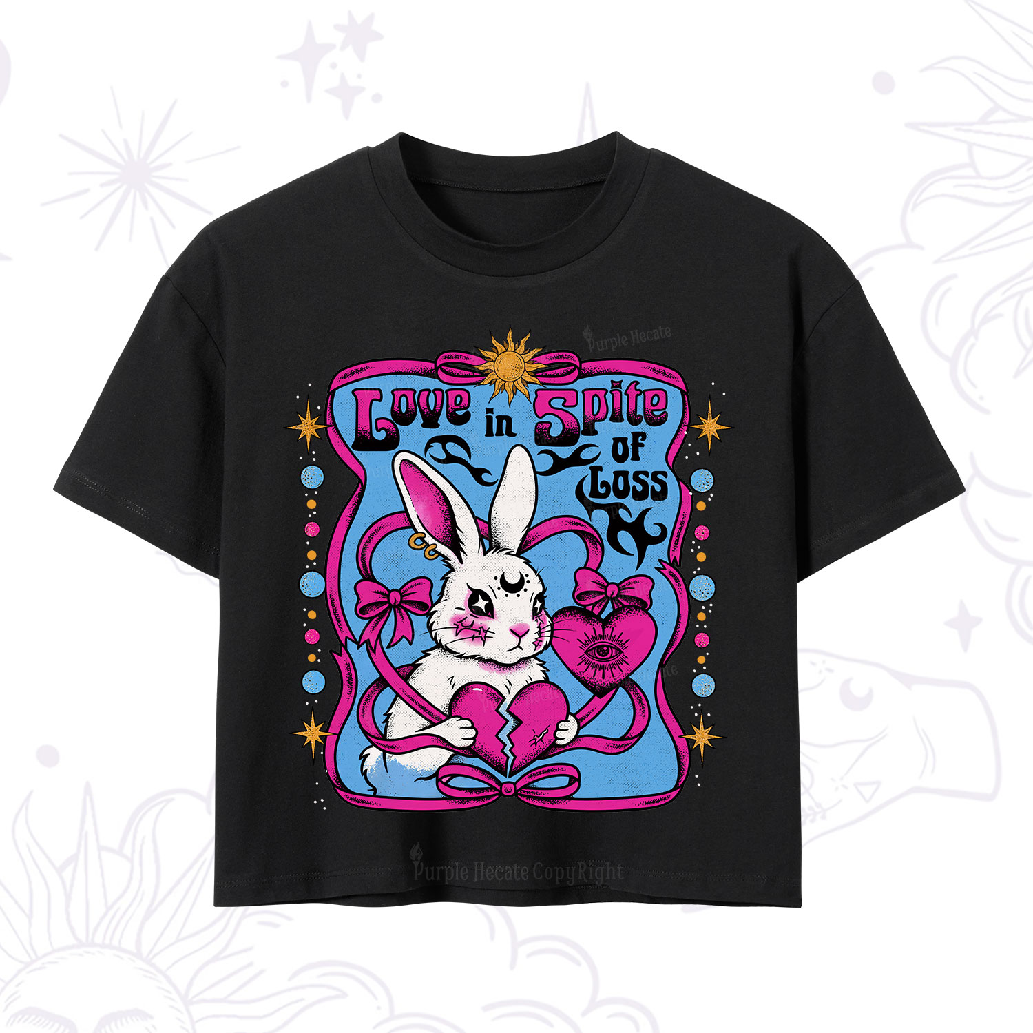 Purplehecate Love in Spite of Loss Bunny Crop T-Shirt
