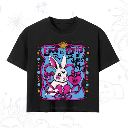 Purplehecate Love in Spite of Loss Bunny Crop T-Shirt
