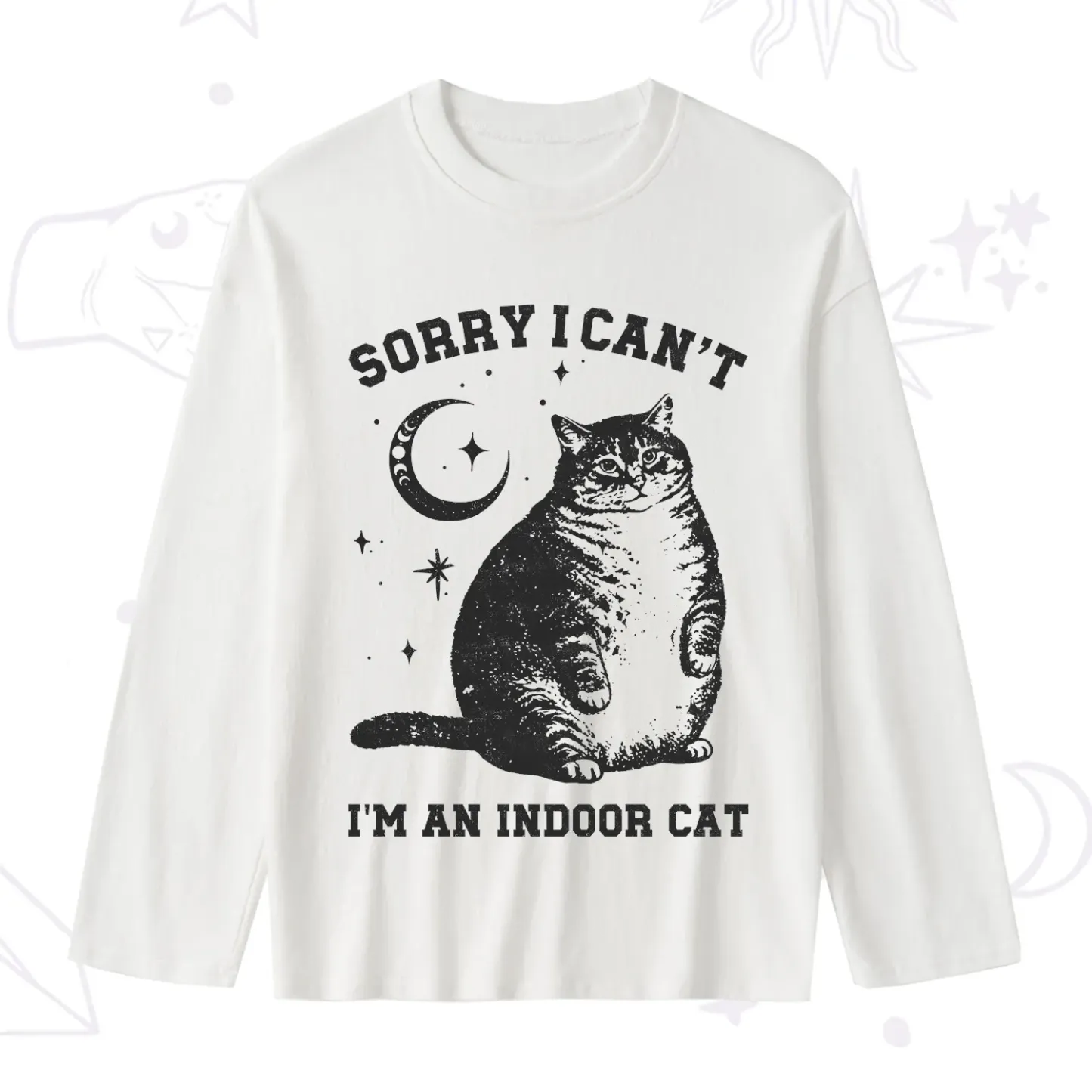 Purplehecate Sorry I Can't Go I'm an Indoor Cat Slub Long Sleeve T-Shirt