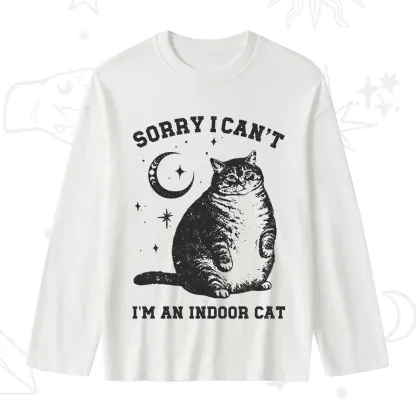 Purplehecate Sorry I Can't Go I'm an Indoor Cat Slub Long Sleeve T-Shirt