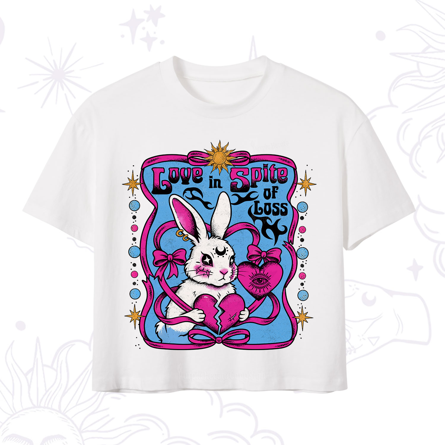 Purplehecate Love in Spite of Loss Bunny Crop T-Shirt