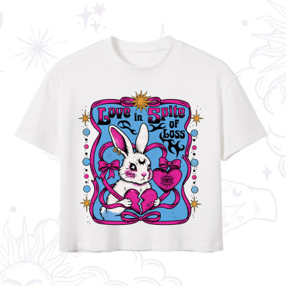 Purplehecate Love in Spite of Loss Bunny Crop T-Shirt