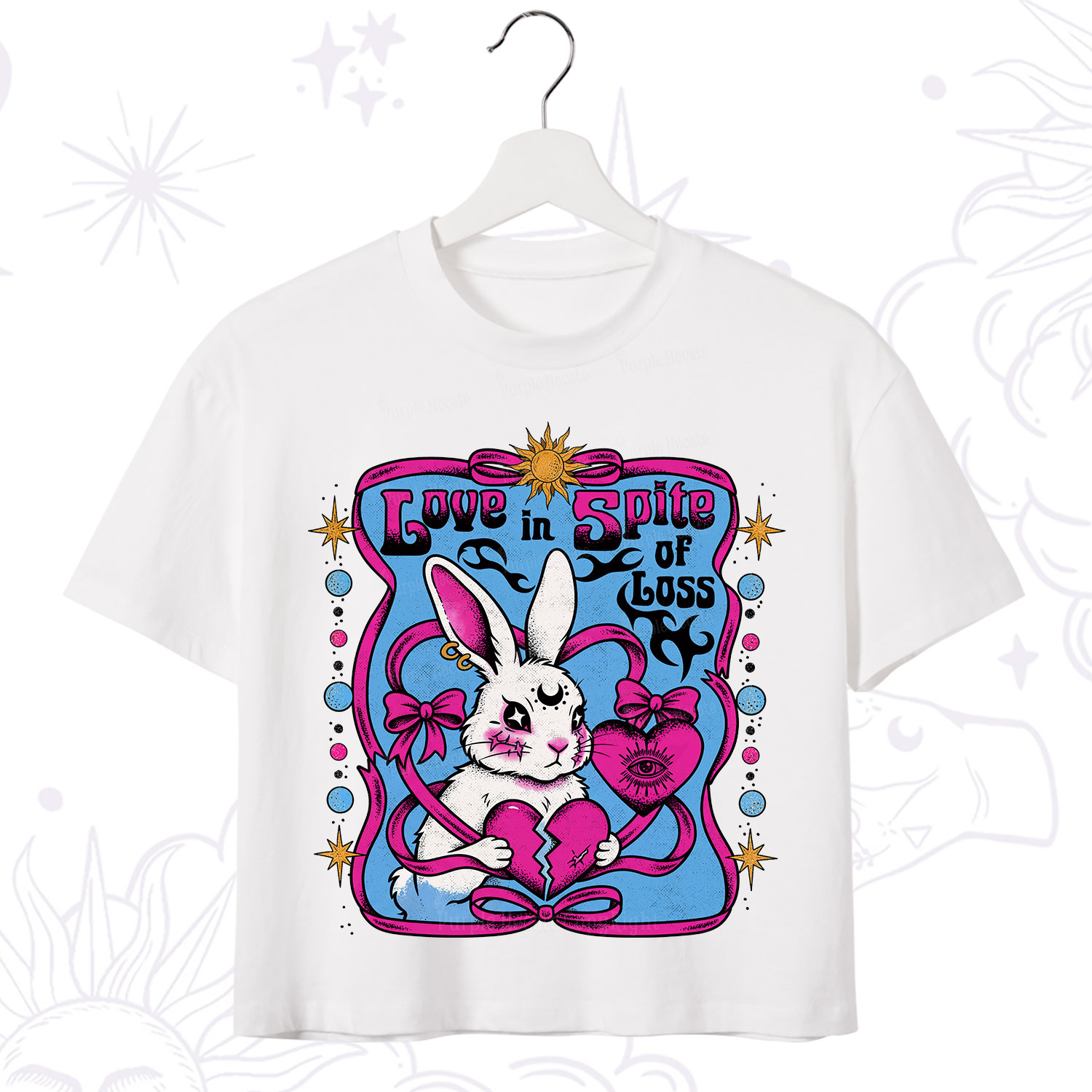 Purplehecate Love in Spite of Loss Bunny Crop T-Shirt