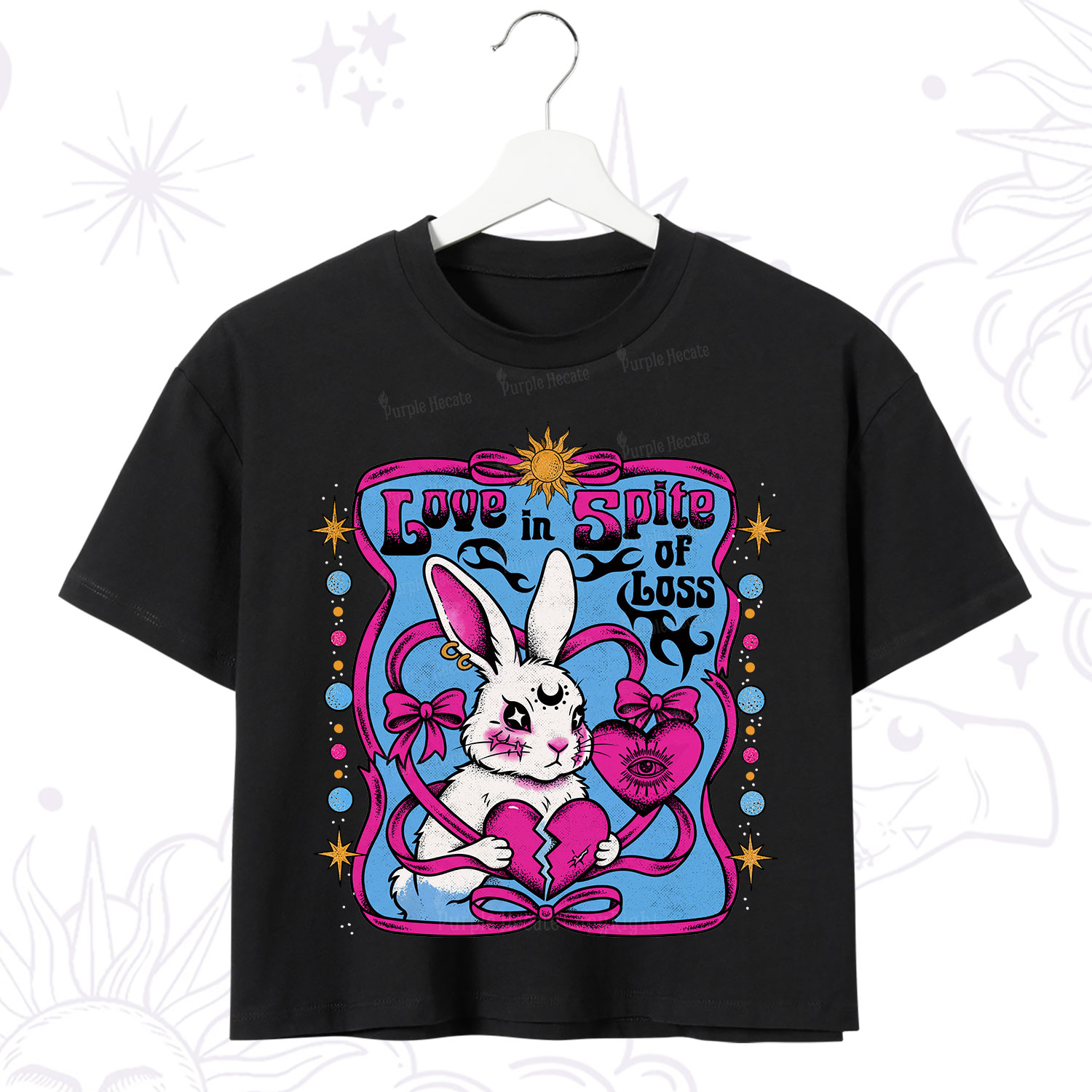 Purplehecate Love in Spite of Loss Bunny Crop T-Shirt
