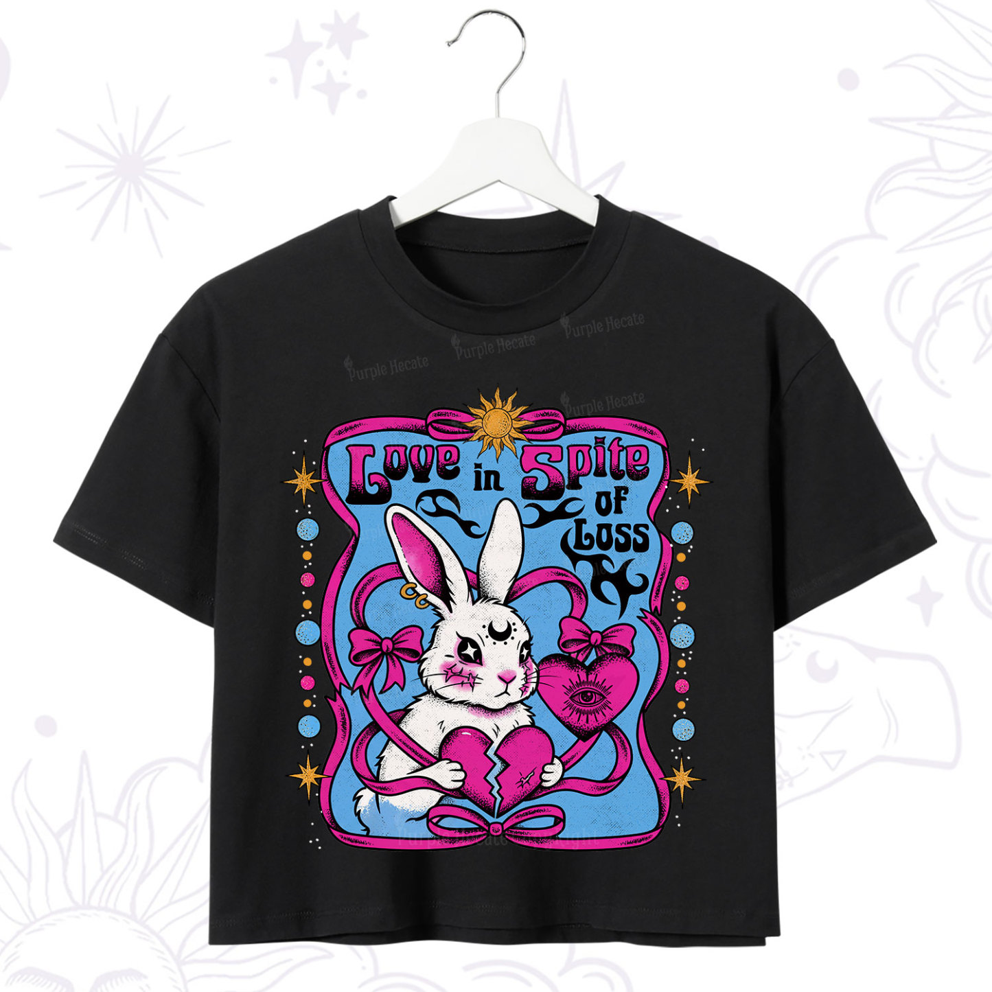 Purplehecate Love in Spite of Loss Bunny Crop T-Shirt