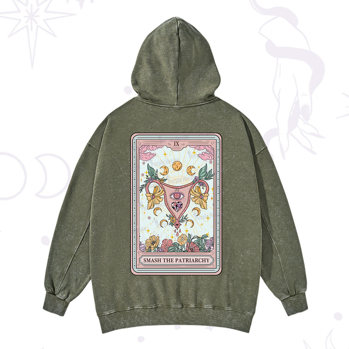 Purplehecate The Smash the Patriarchy Tarot Washed Hoodie