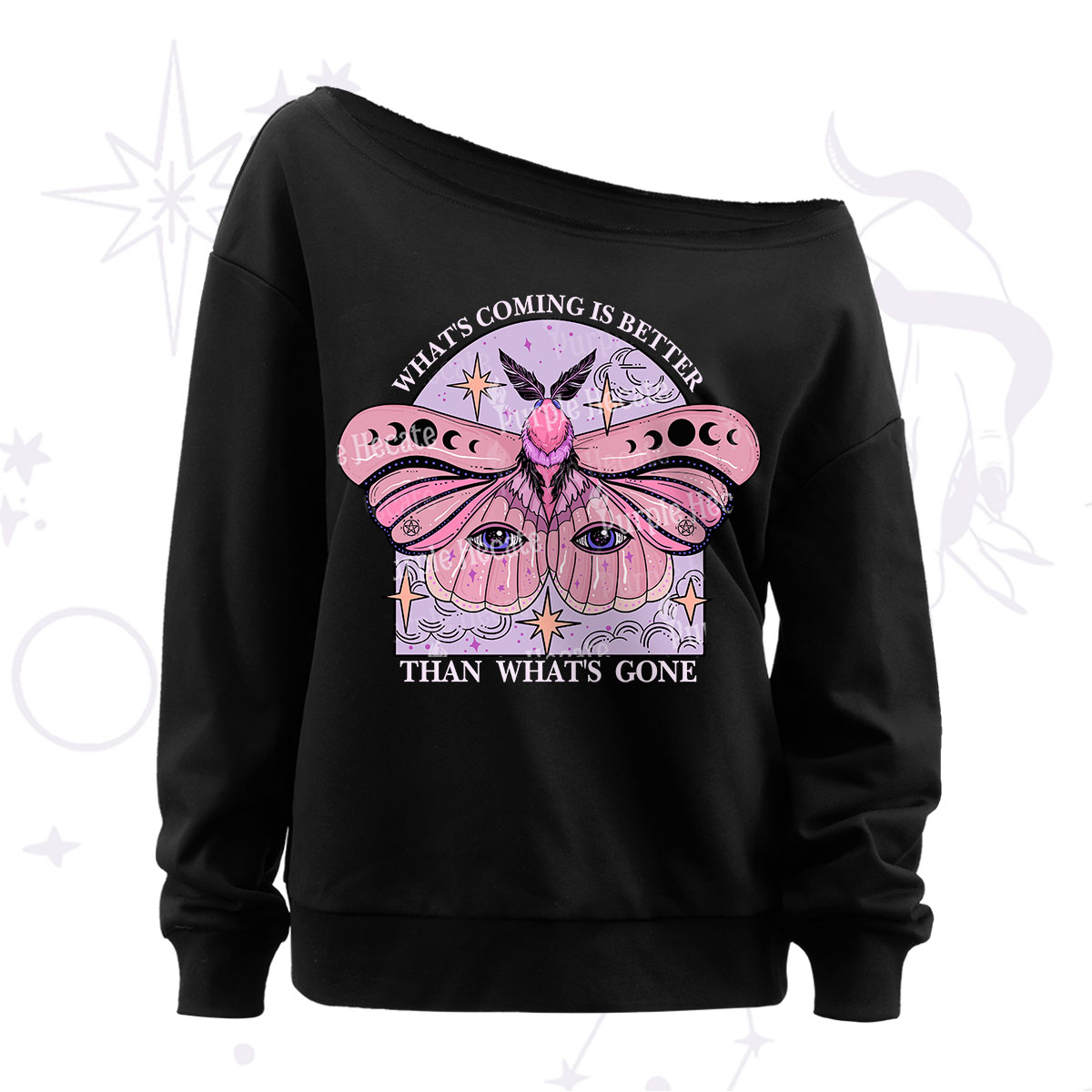 Purplehecate What's Coming Is Better Than What's Gone Off The Shoulder Sweatshirt