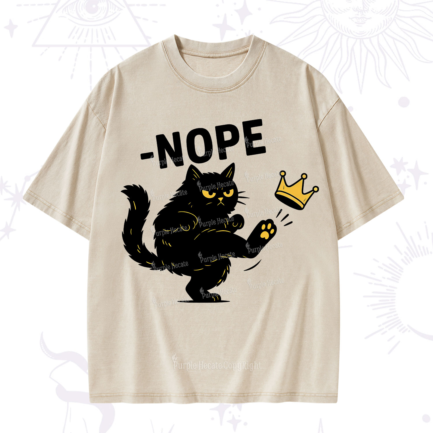 Purplehecate No Kings Black Cat Washed T-Shirt