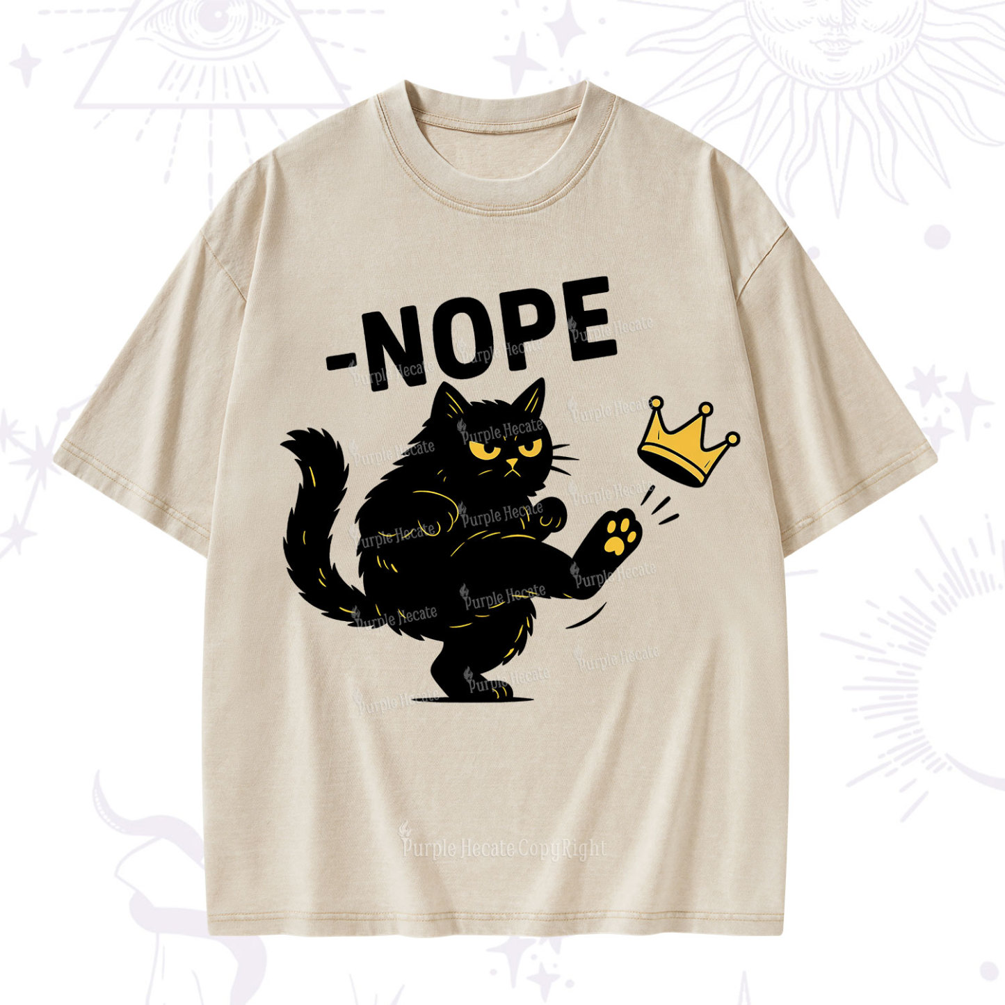 Purplehecate No Kings Black Cat Washed T-Shirt
