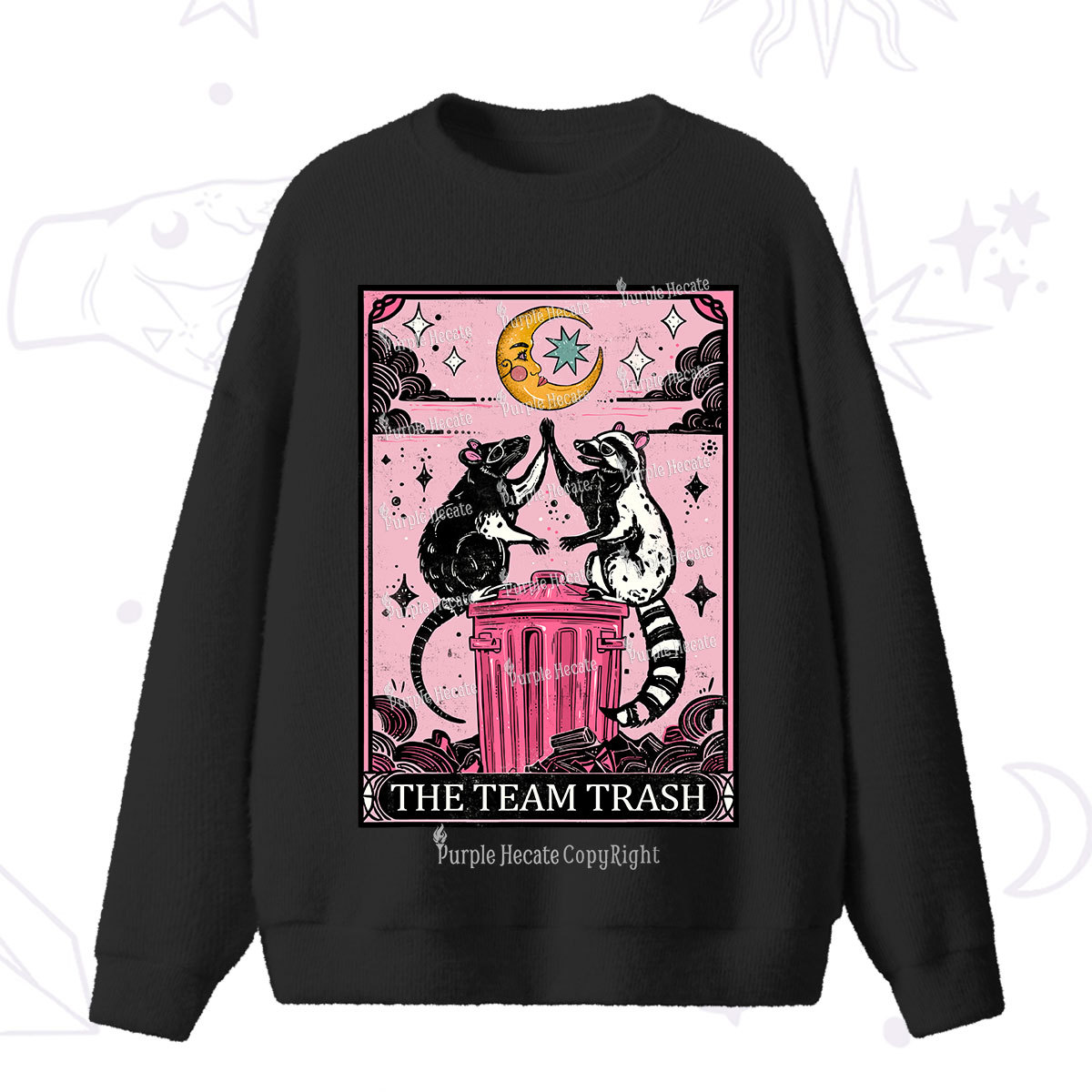 Purplehecate The Team Trash Opossum Tarot Fuzzy Ugly Sweater
