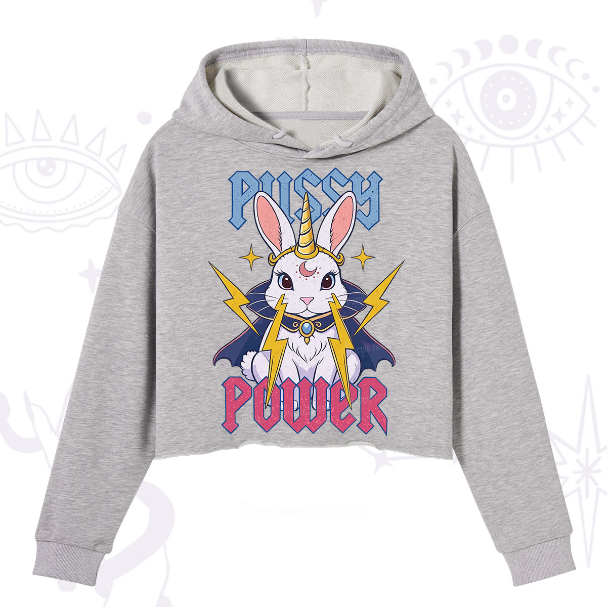 Purplehecate Pussy Power Magic Bunny Crop Hoodie
