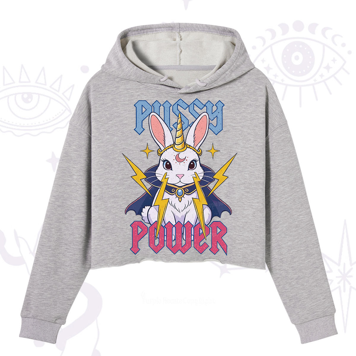 Purplehecate Pussy Power Magic Bunny Crop Hoodie