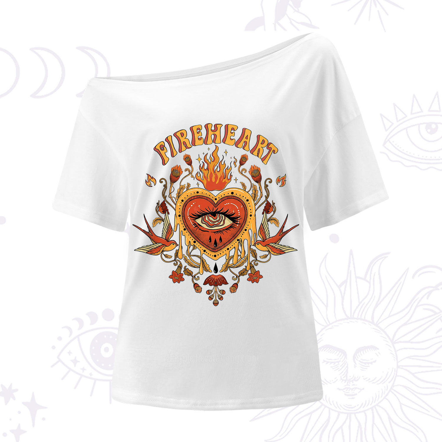 Purplehecate Fireheart One Shoulder T-Shirt