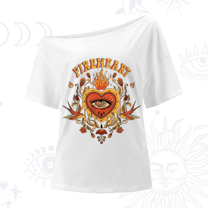 Purplehecate Fireheart One Shoulder T-Shirt