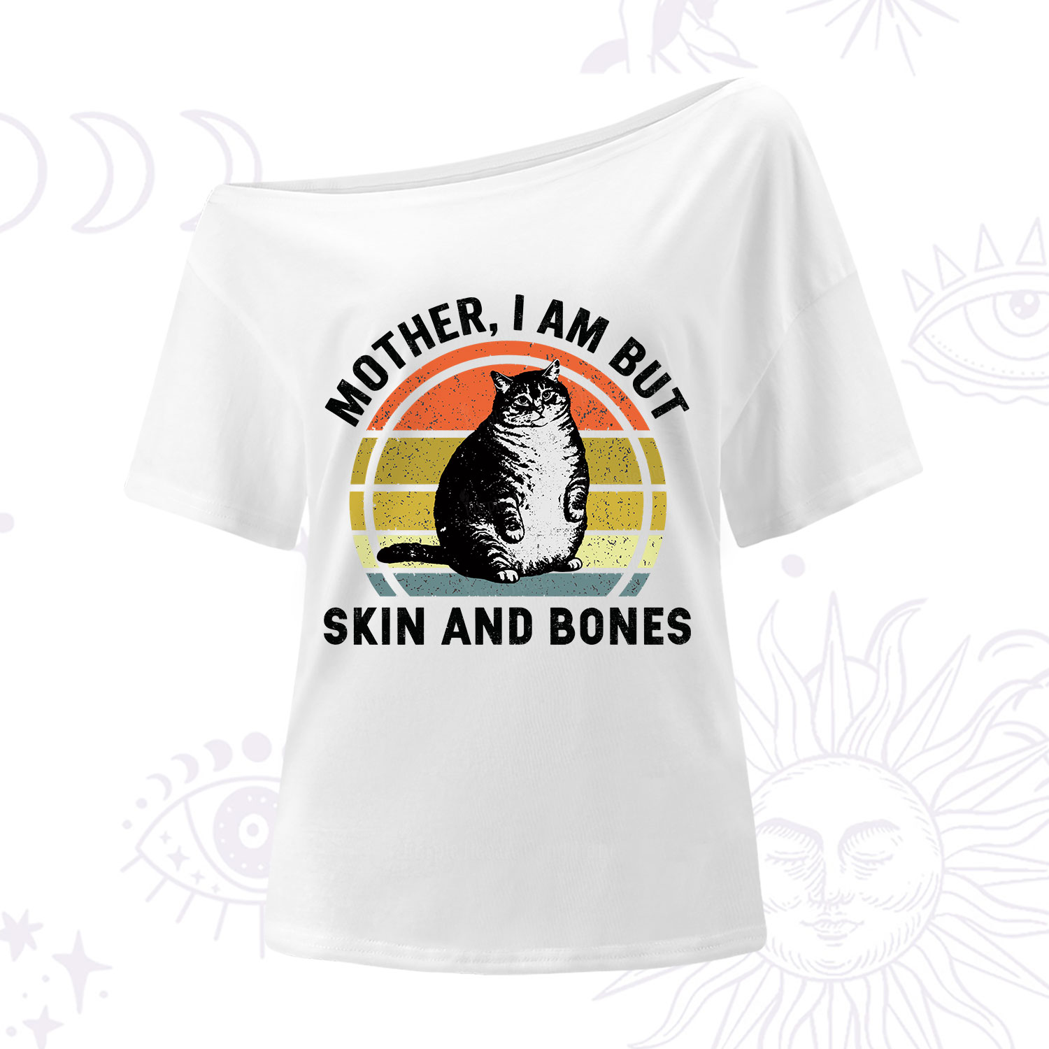 Purplehecate Mother I Am But Skin And Bones Funny Cat One Shoulder T-Shirt