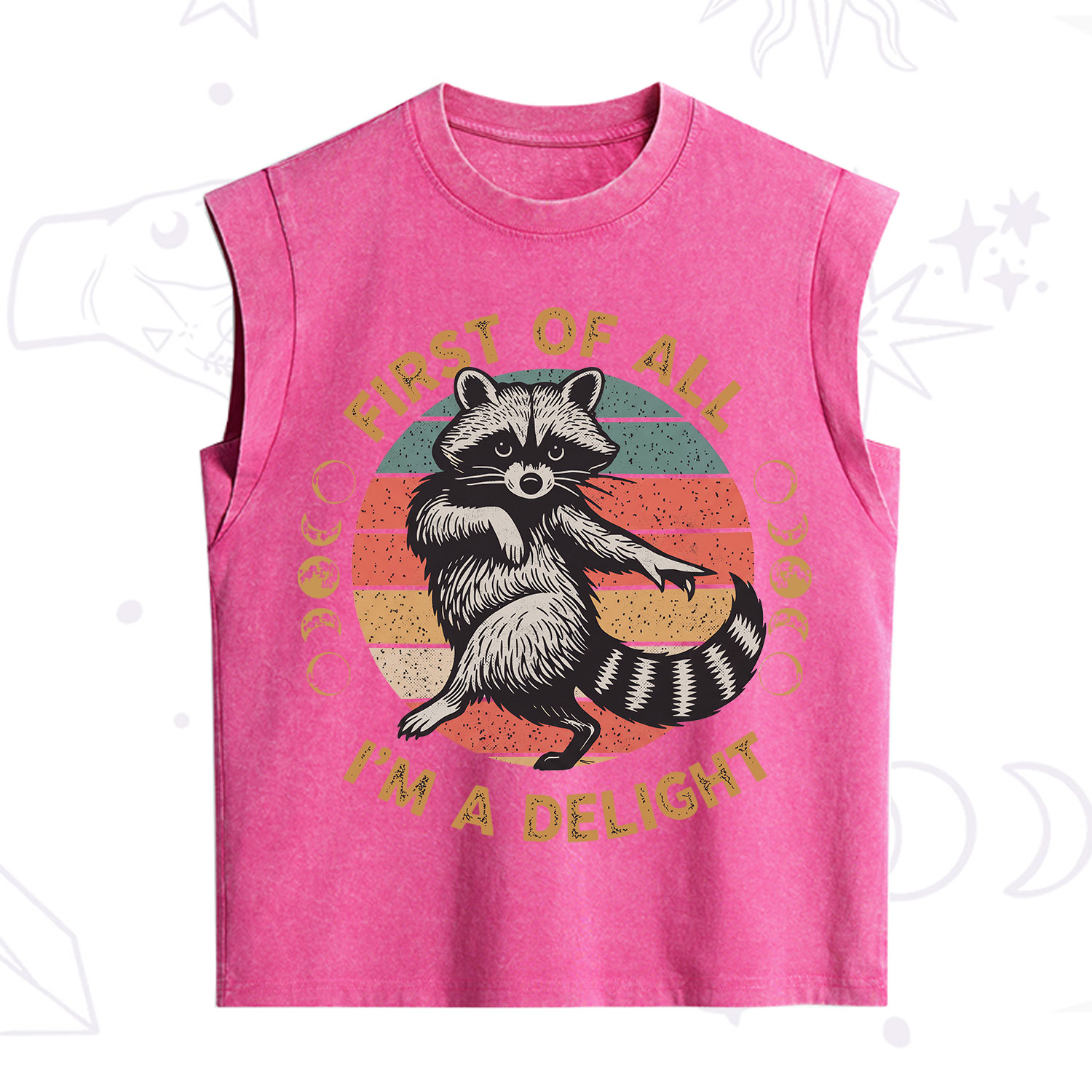 Purplehecate First of All I'm A Delight Raccoon Vintage Washed Tank
