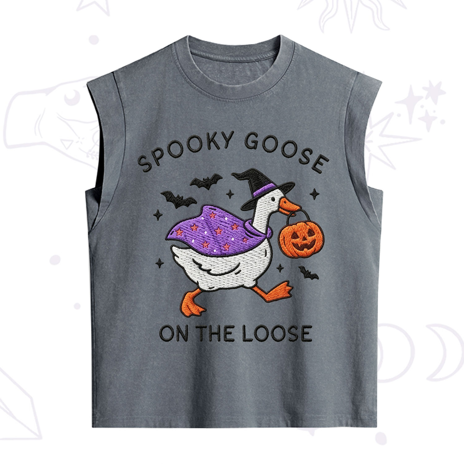 Purplehecate Spooky Goose Embroidered Vintage Washed Tank