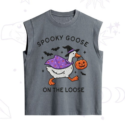 Purplehecate Spooky Goose Embroidered Vintage Washed Tank