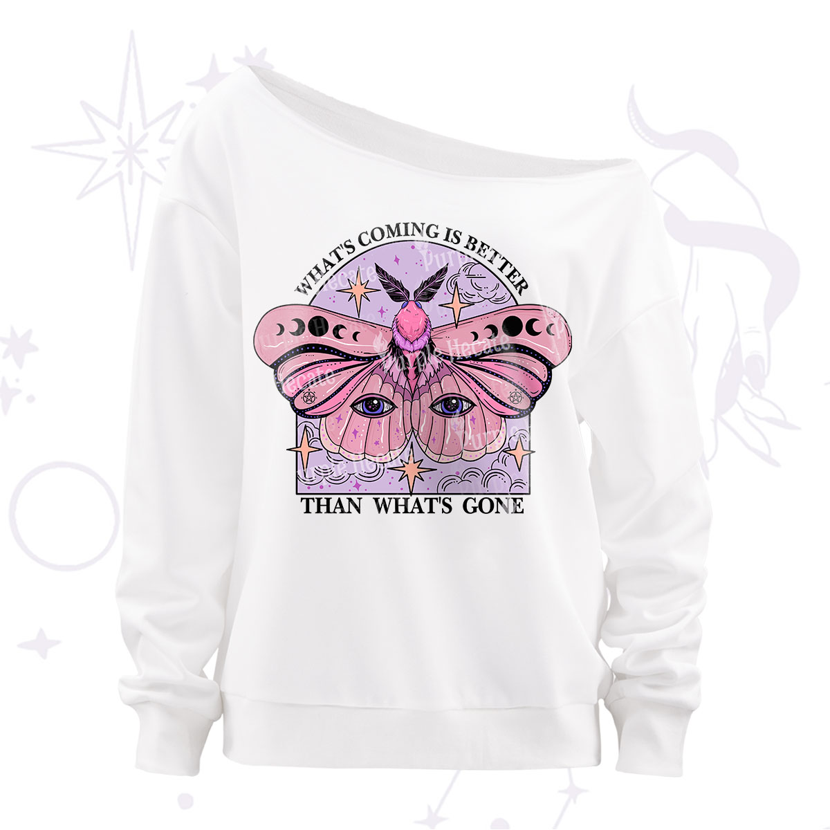 Purplehecate What's Coming Is Better Than What's Gone Off The Shoulder Sweatshirt