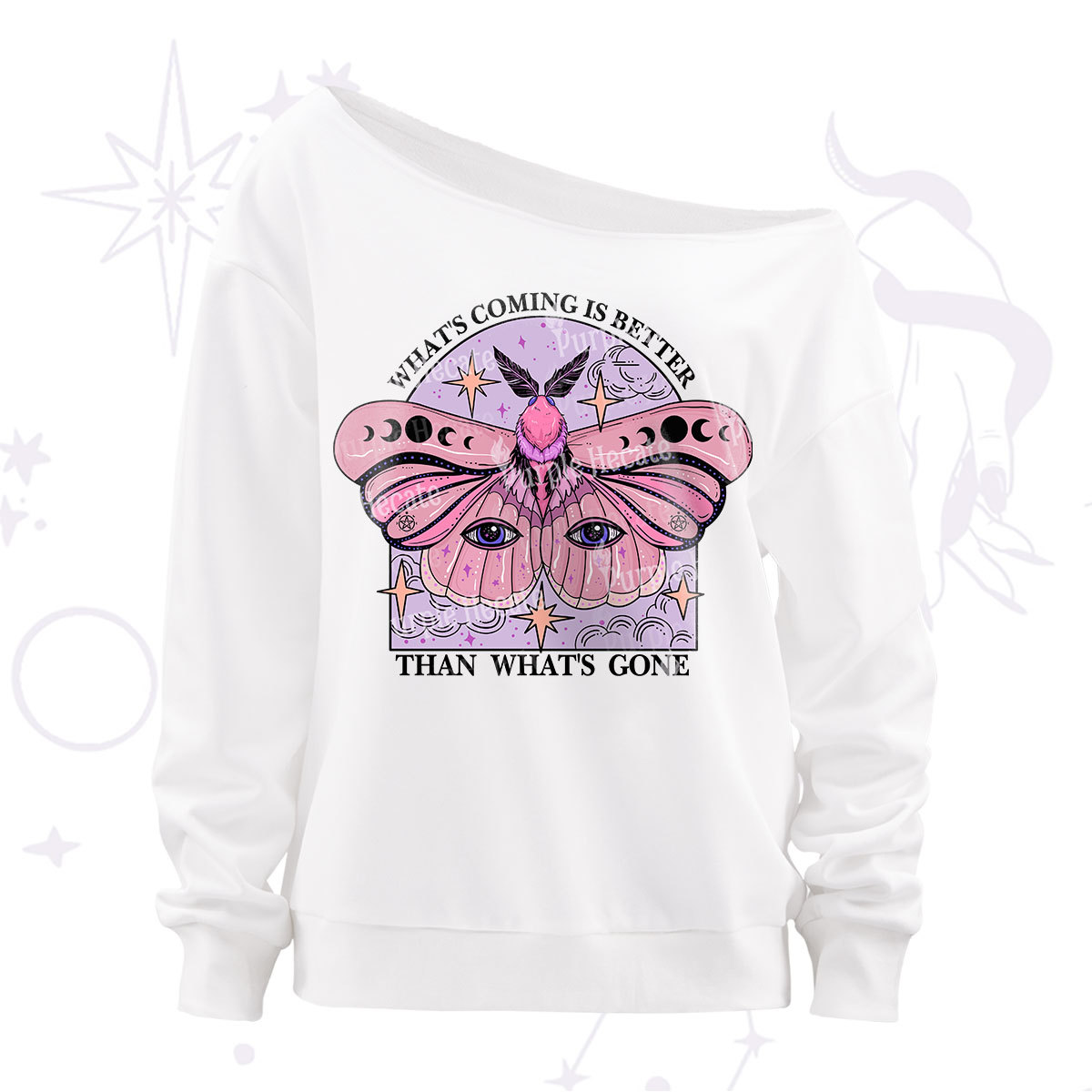Purplehecate What's Coming Is Better Than What's Gone Off The Shoulder Sweatshirt