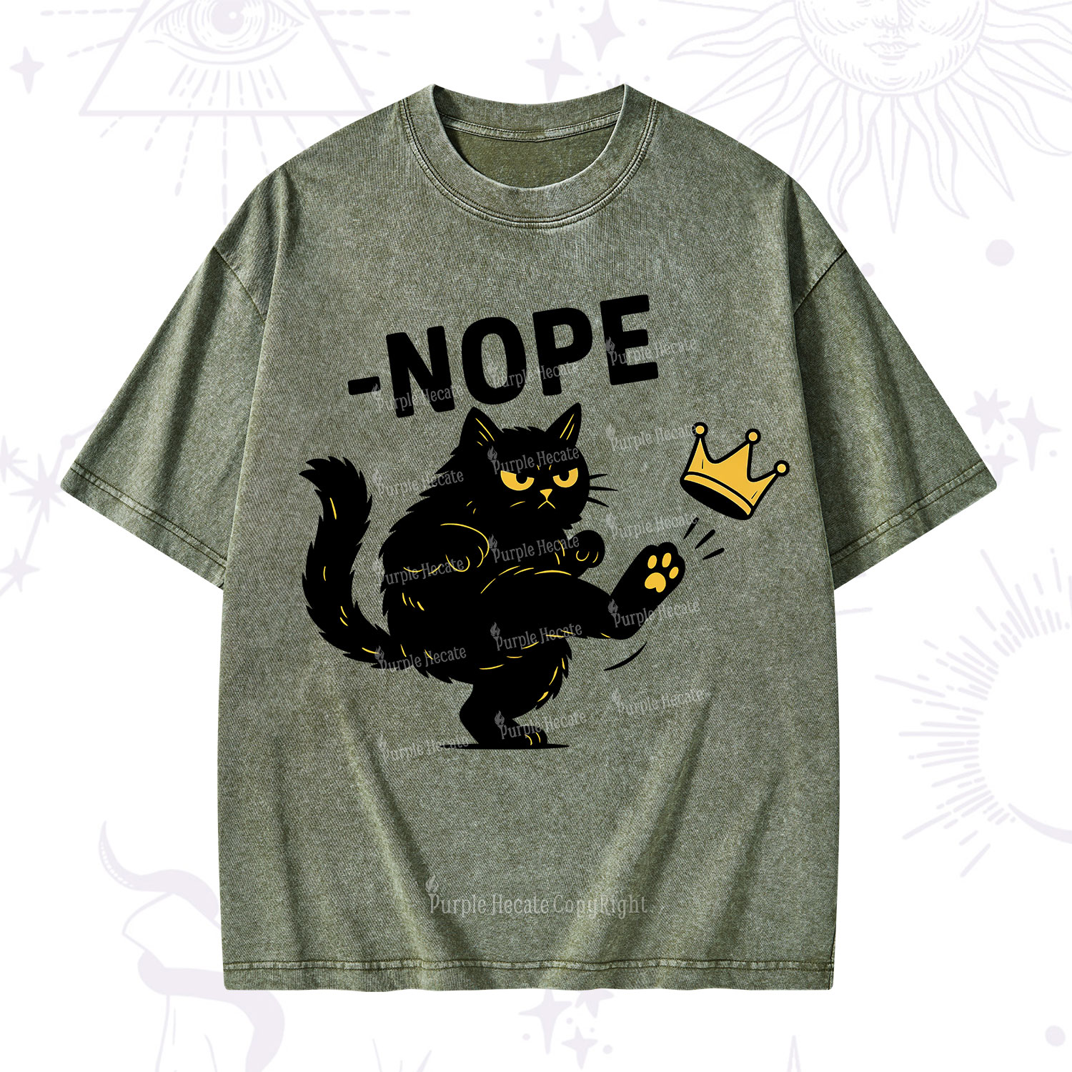 Purplehecate No Kings Black Cat Washed T-Shirt