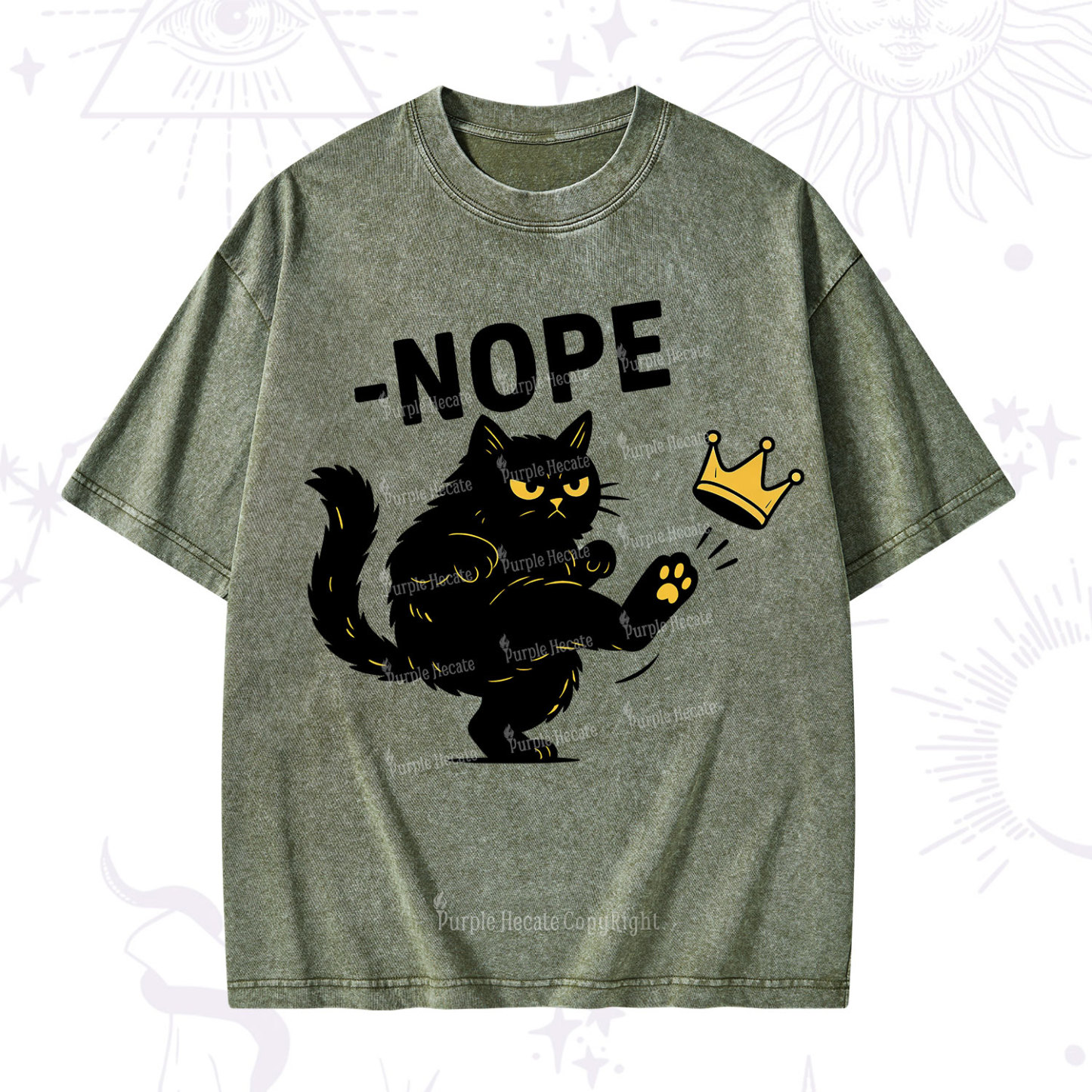 Purplehecate No Kings Black Cat Washed T-Shirt