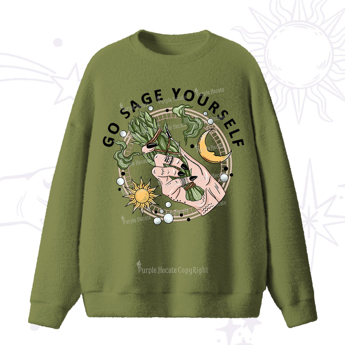 Purplehecate Go Sage Yourself Fuzzy Ugly Sweater