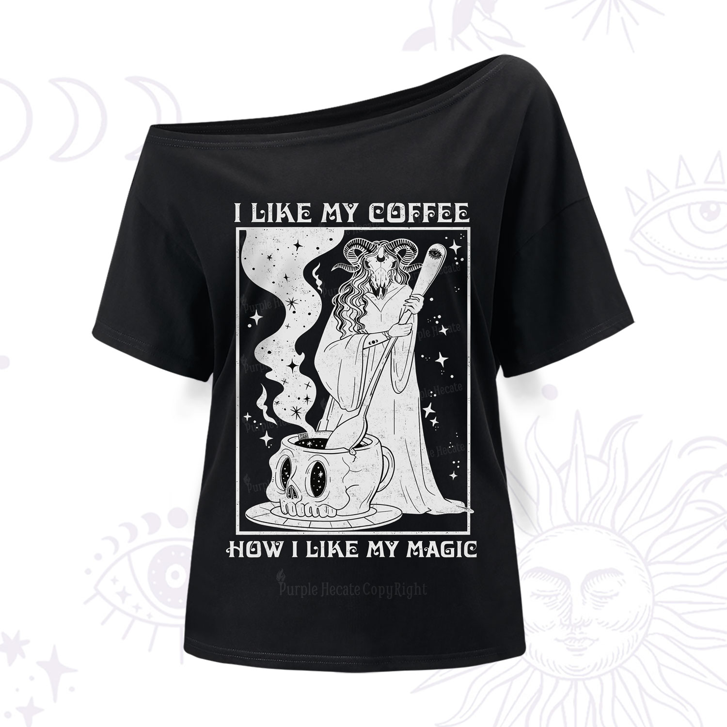 Purplehecate I Like My Coffee How I Like My Magic One Shoulder T-Shirt