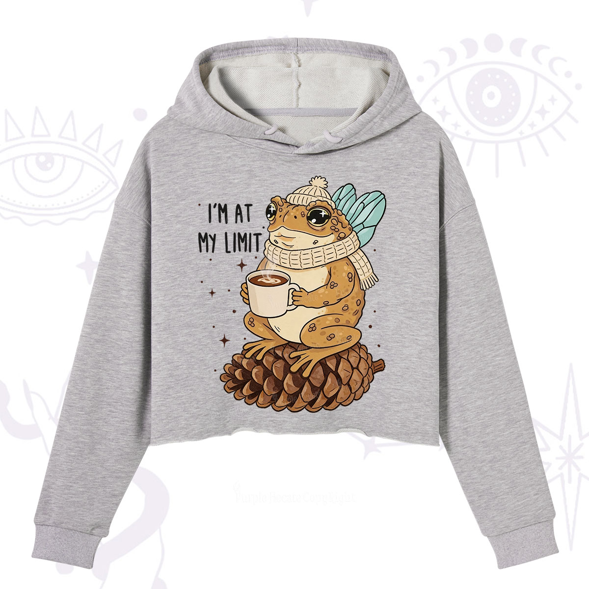 Purplehecate I'm At My Limit Funny Frog Crop Hoodie