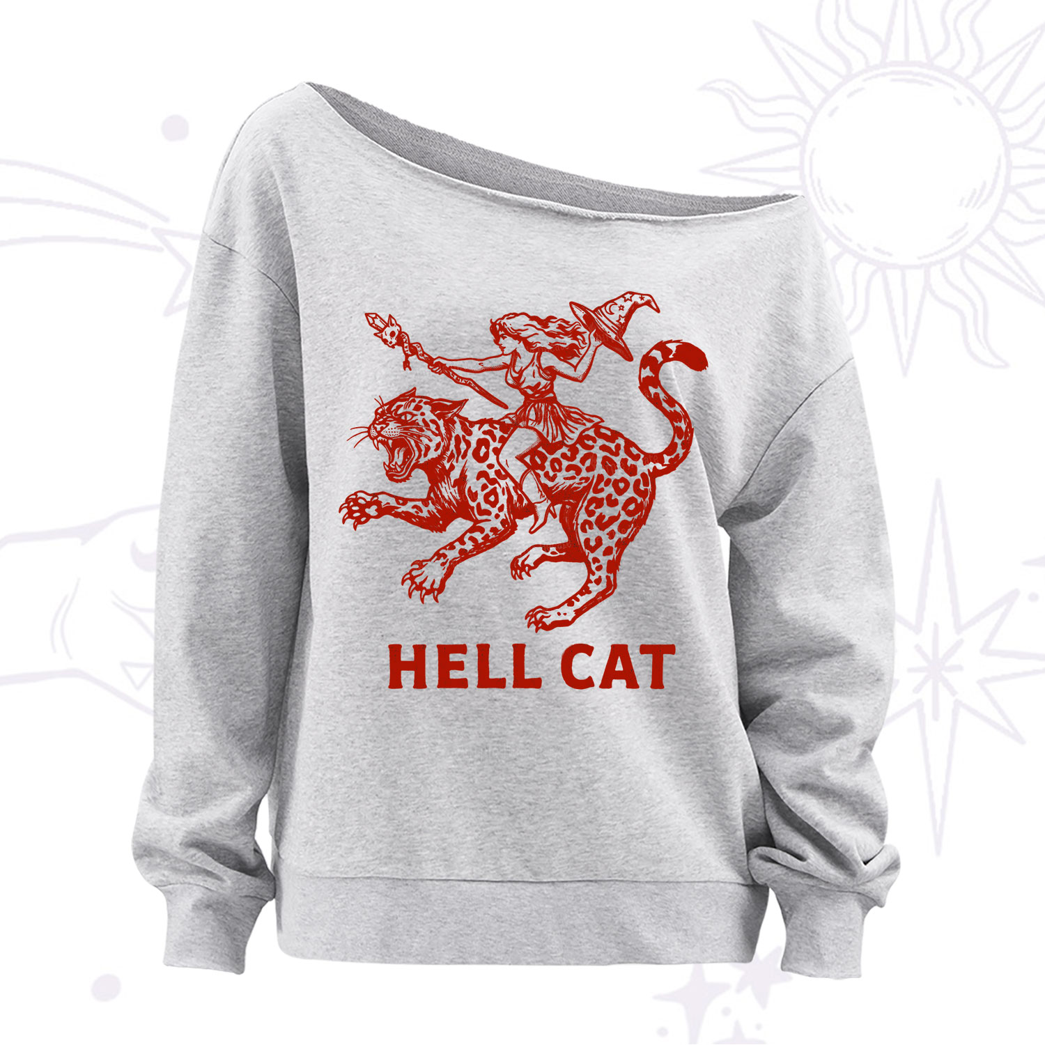Purplehecate Hex Girl Hell Cat Off The Shoulder Sweatshirt