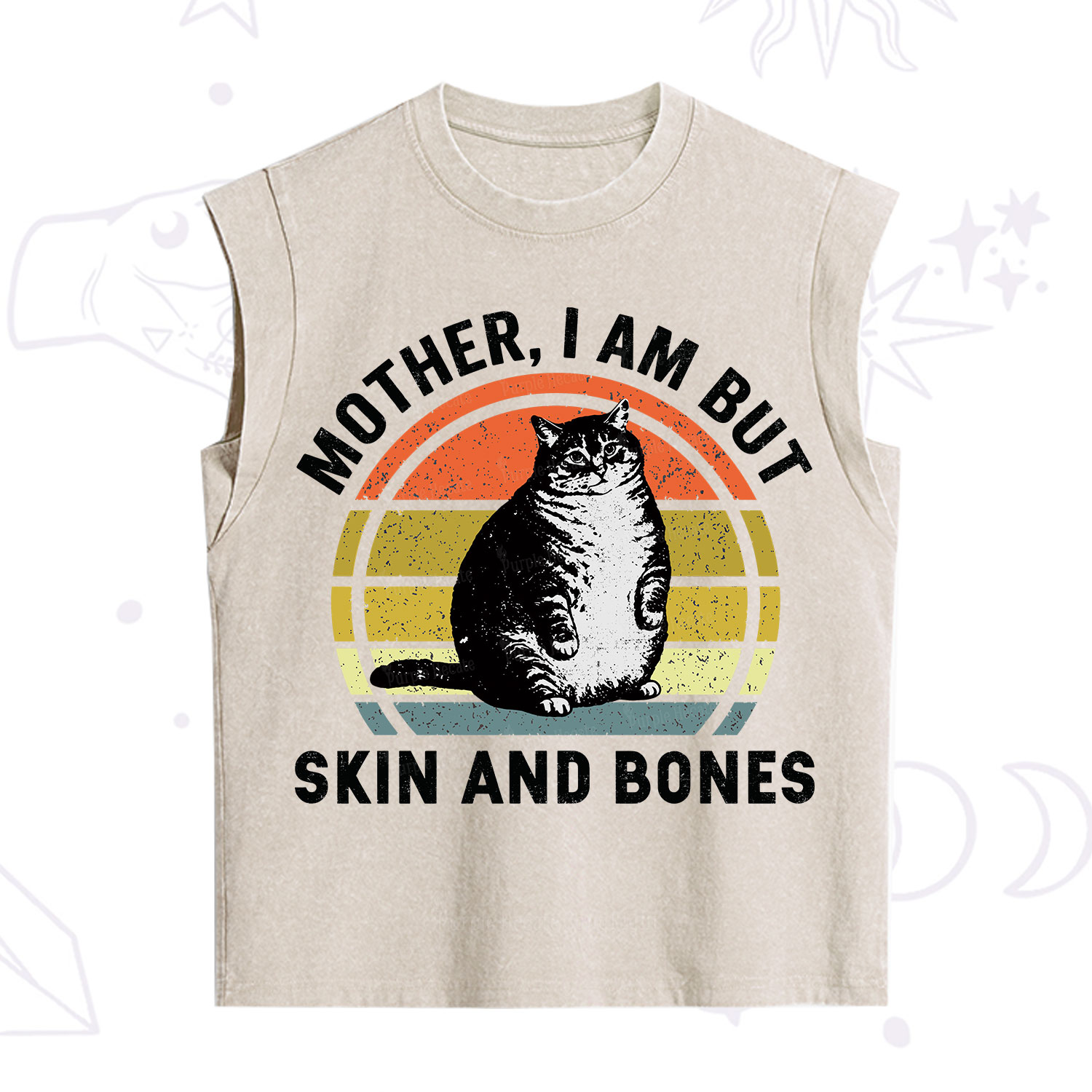 Purplehecate Mother I Am But Skin And Bones Funny Cat Vintage Washed Tank