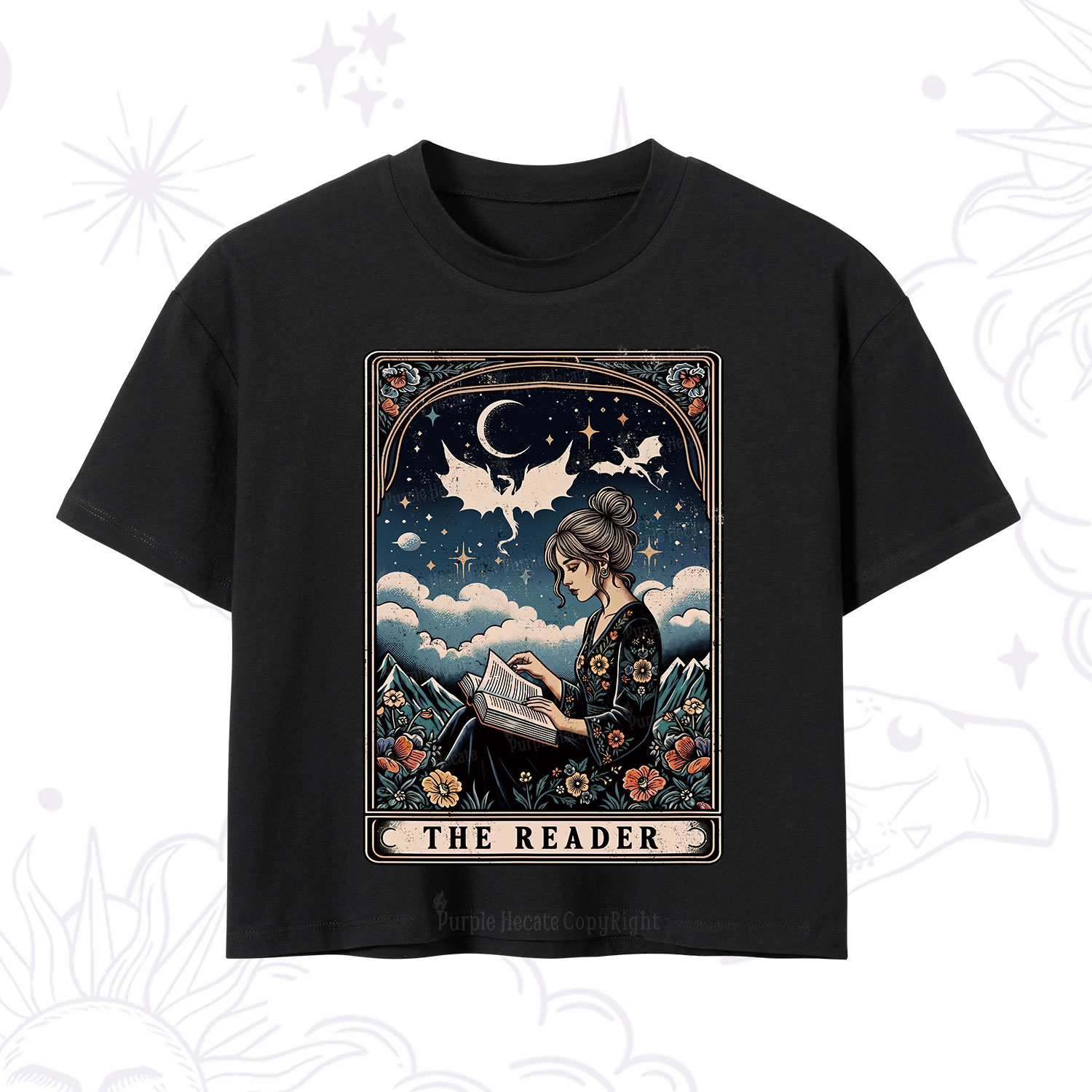Purplehecate The Reader Tarot Mystic Night Crop T-Shirt