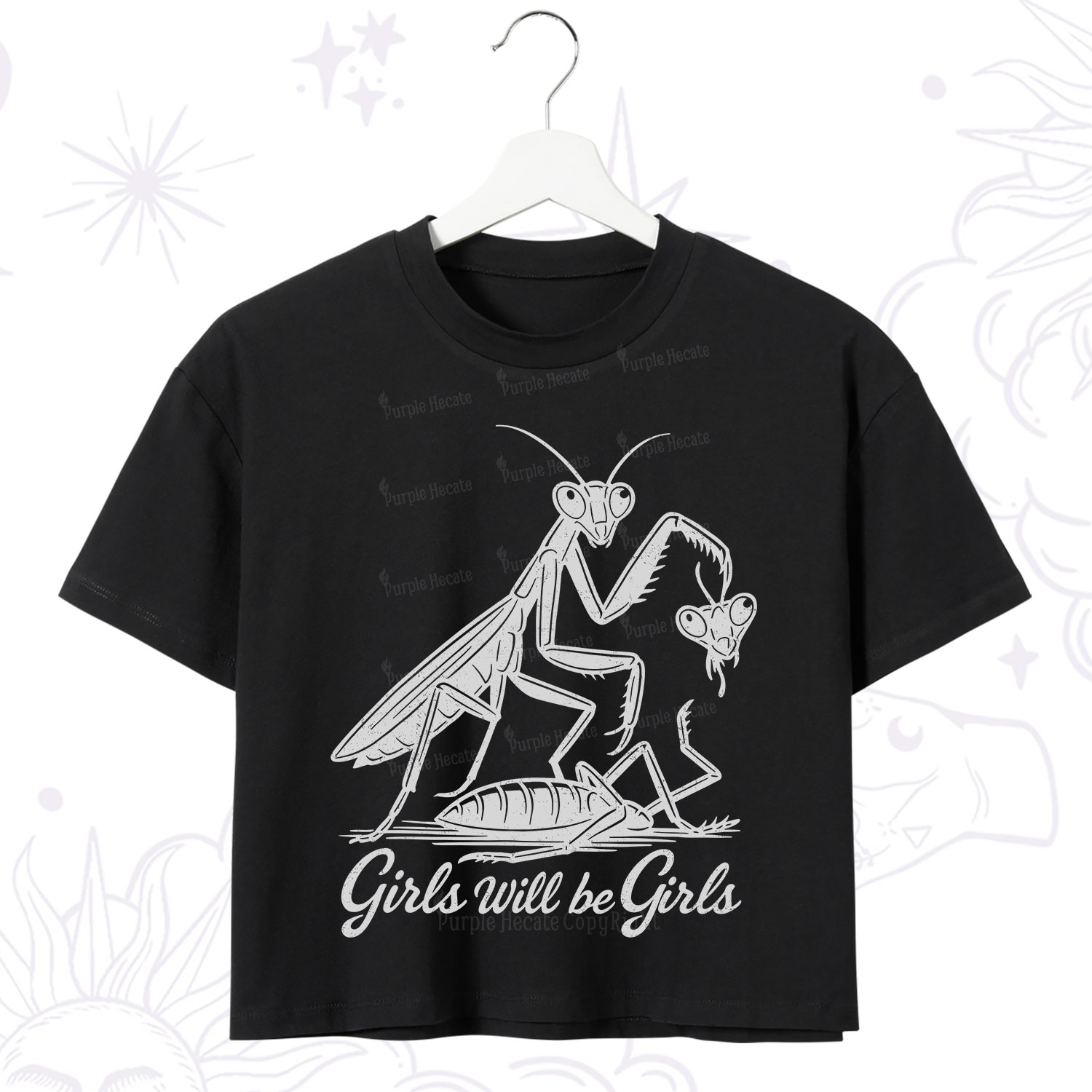 Purplehecate Girls Will Be Girls Praying Mantis Crop T-Shirt
