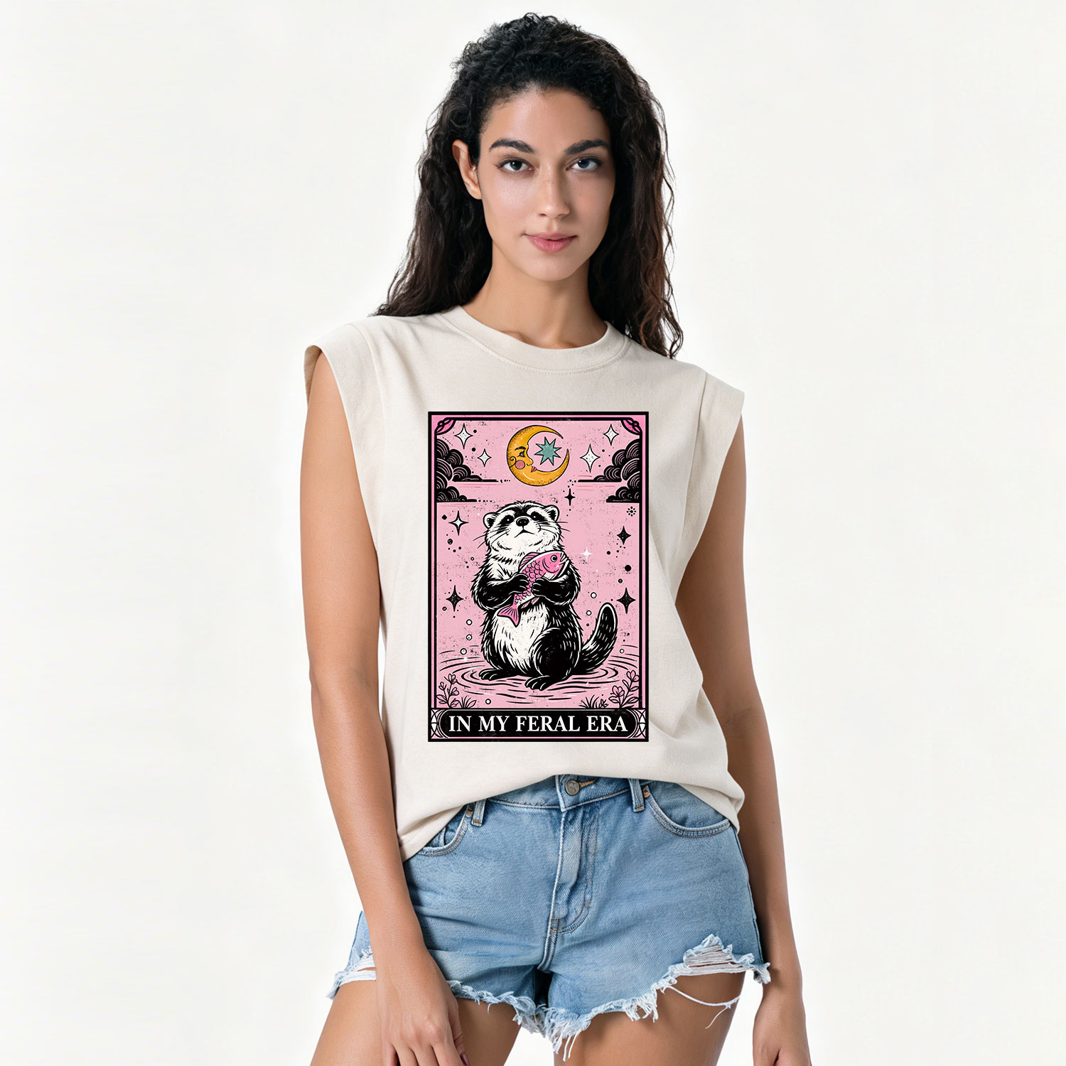 Purplehecate The In My Feral Era Tarot Otter Vintage Washed Tank