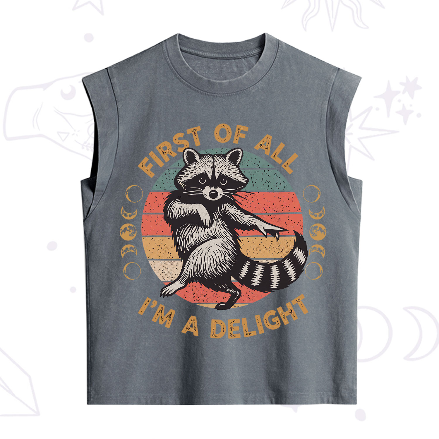 Purplehecate First of All I'm A Delight Raccoon Vintage Washed Tank