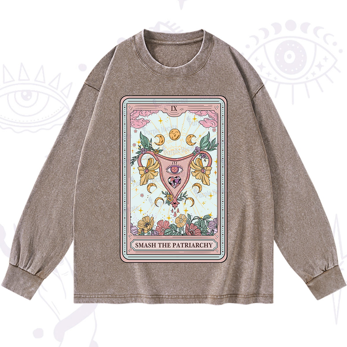 Purplehecate The Smash the Patriarchy Tarot Washed Long Sleeve Shirt