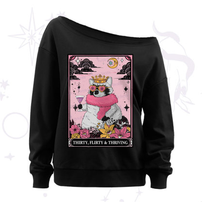 Purplehecate The Thirty Flirty Thriving Oracle Card Off The Shoulder Sweatshirt