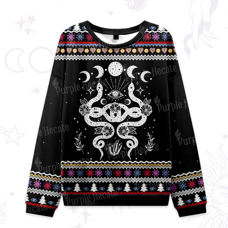 Purplehecate Lunar Serpent Alchemy Ugly Christmas Sweatshirts
