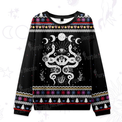Purplehecate Lunar Serpent Alchemy Ugly Christmas Sweatshirts