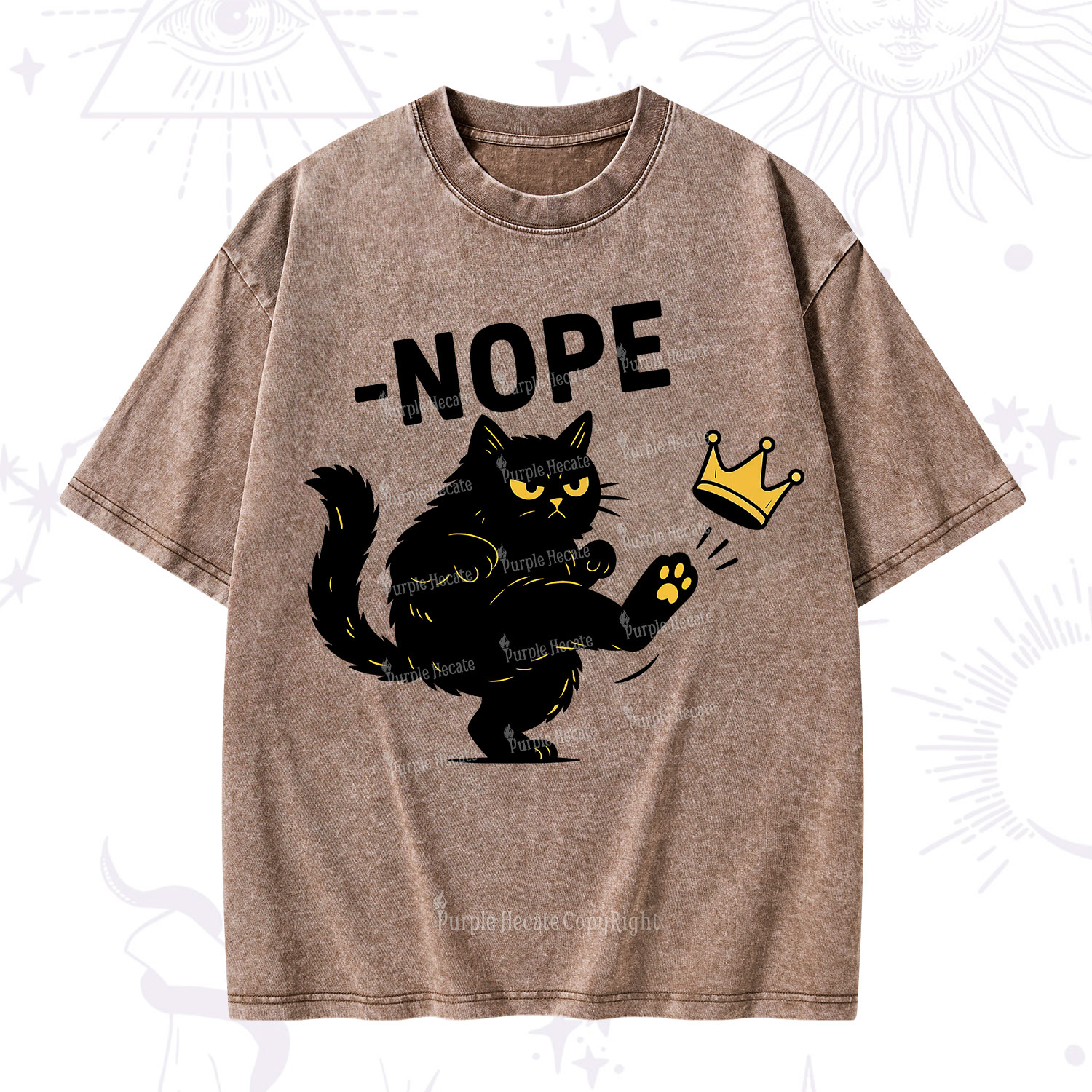Purplehecate No Kings Black Cat Washed T-Shirt