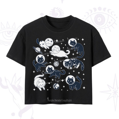 Purplehecate Cats in Space Crop T-Shirt