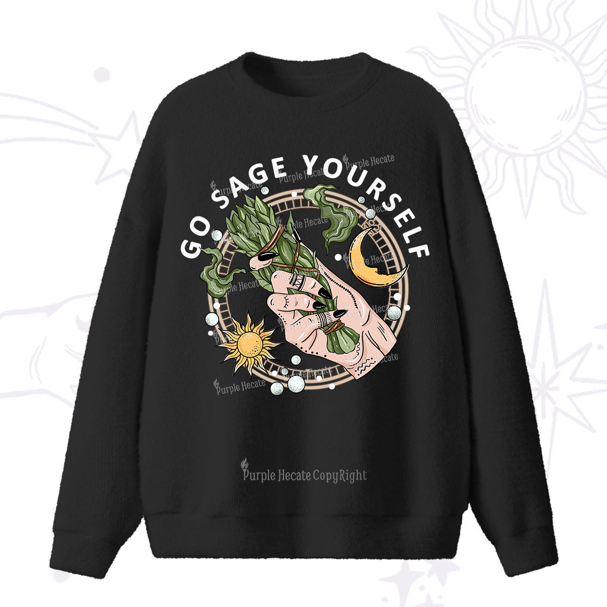 Purplehecate Go Sage Yourself Fuzzy Ugly Sweater