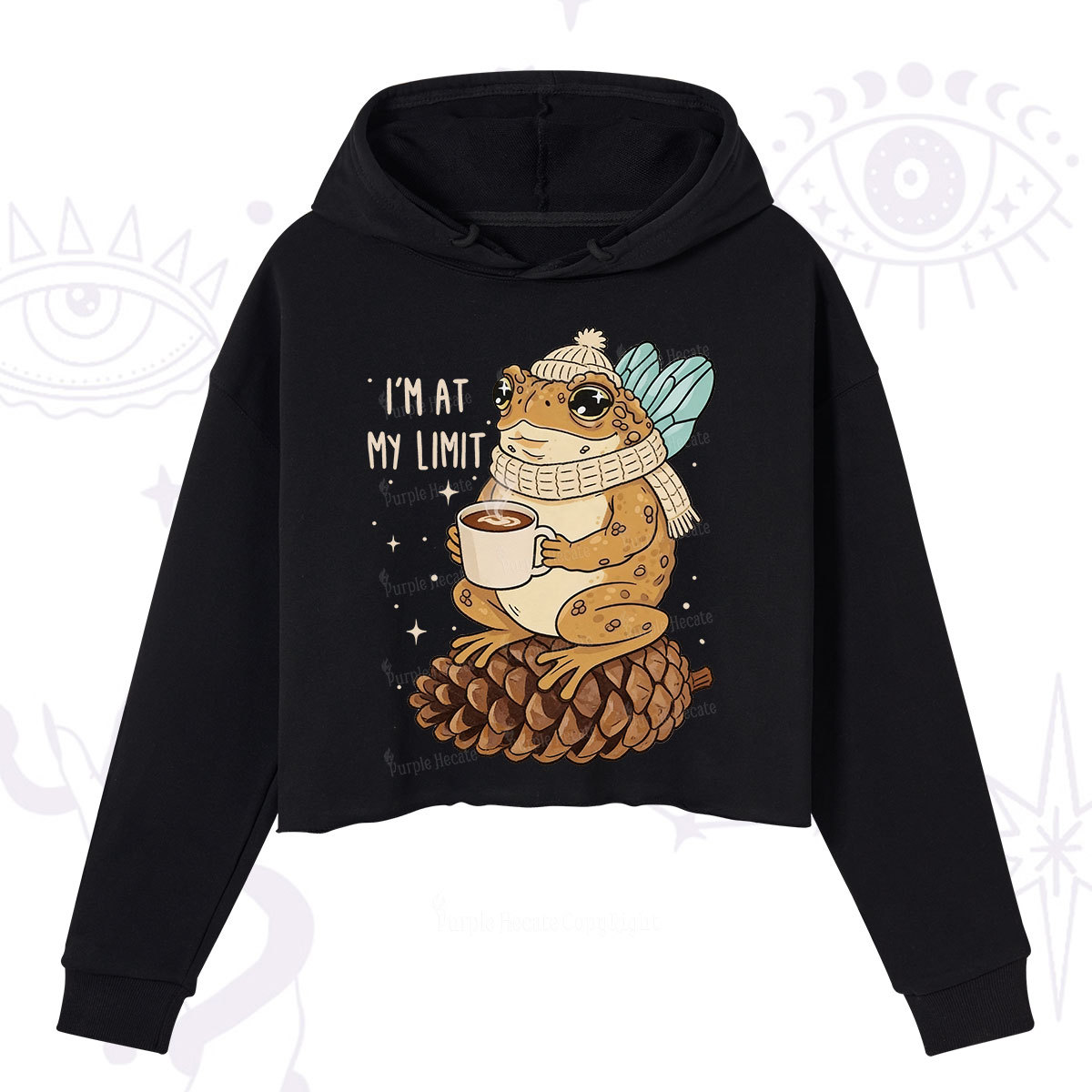 Purplehecate I'm At My Limit Funny Frog Crop Hoodie