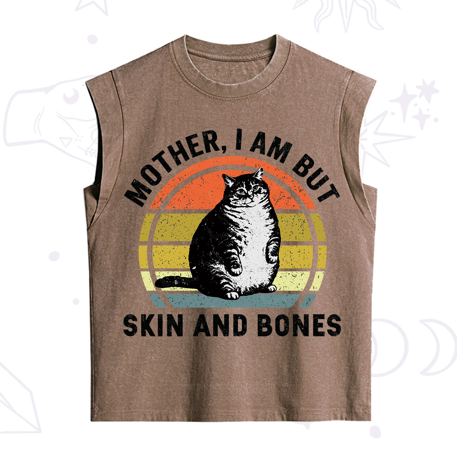 Purplehecate Mother I Am But Skin And Bones Funny Cat Vintage Washed Tank