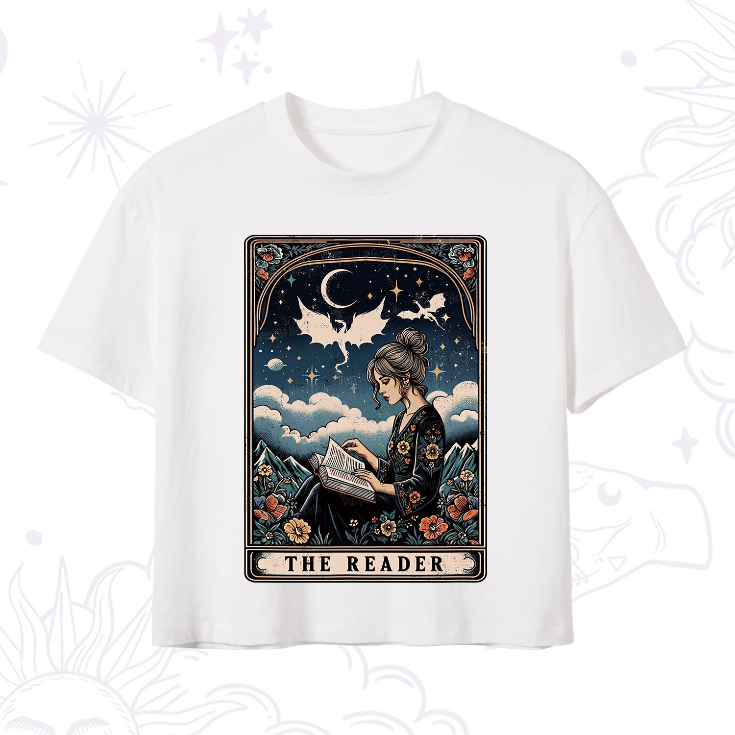 Purplehecate The Reader Tarot Mystic Night Crop T-Shirt