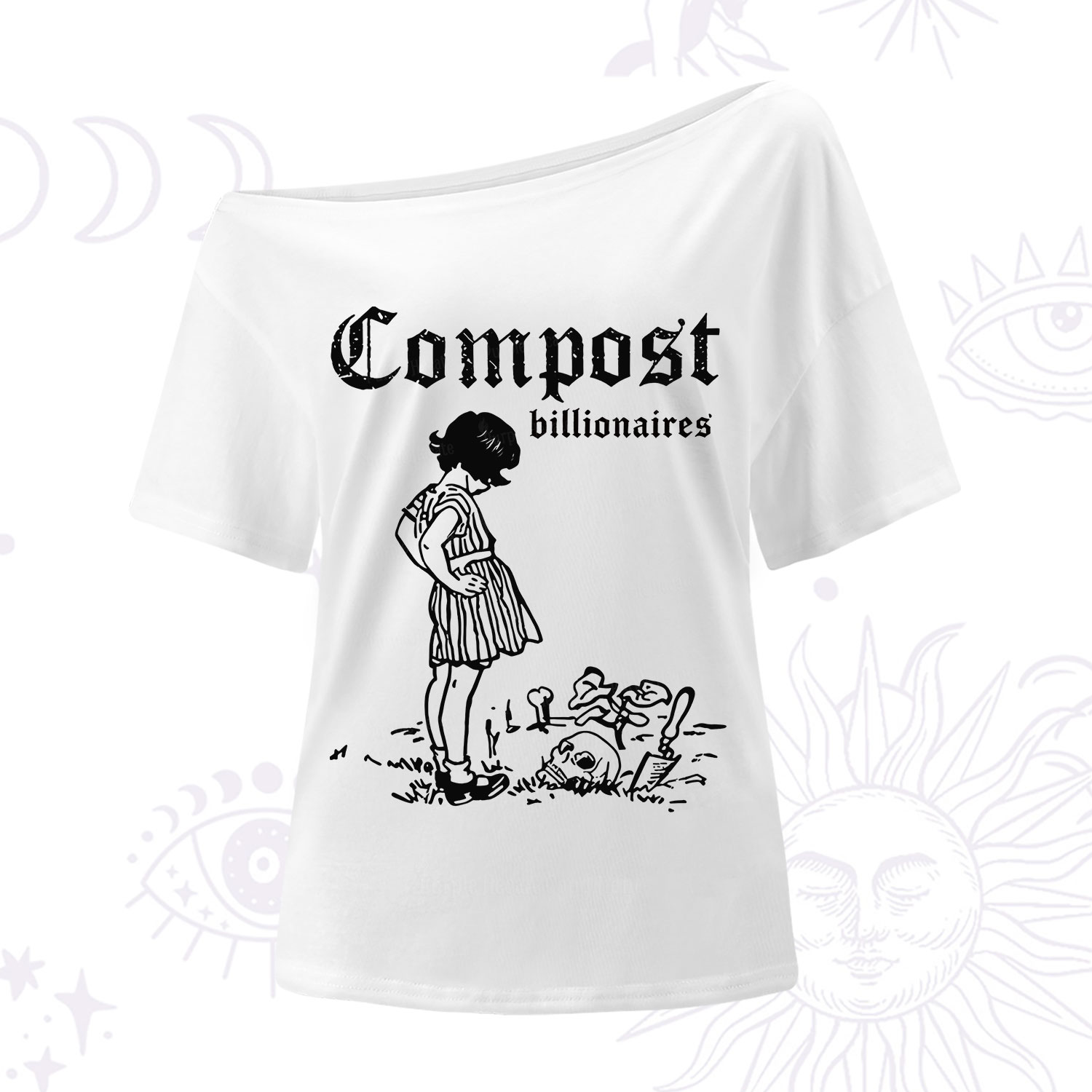 Purplehecate Compost the Greed One Shoulder T-Shirt