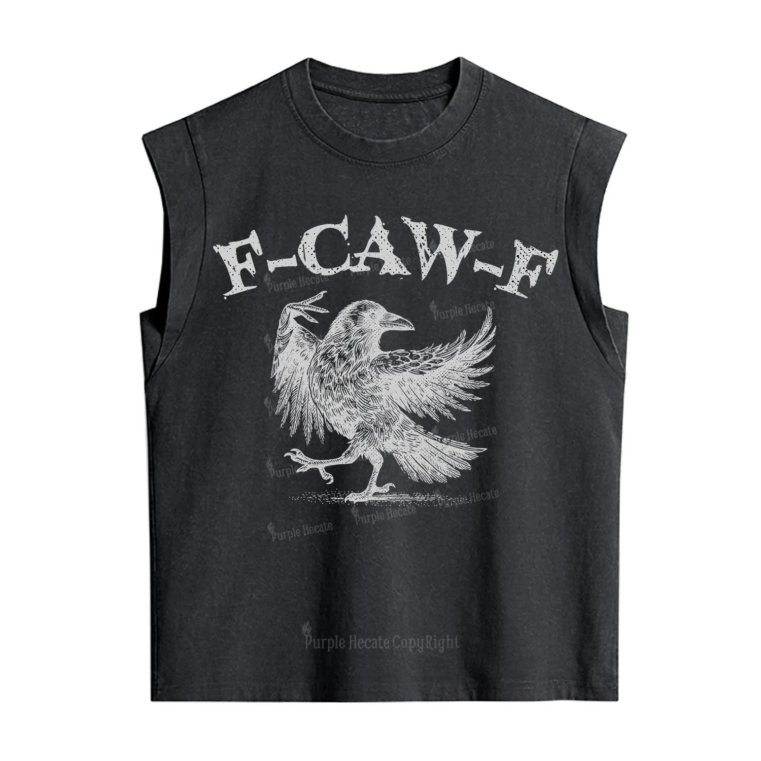 Purplehecate F-caw-f Crow Vintage Washed Tank