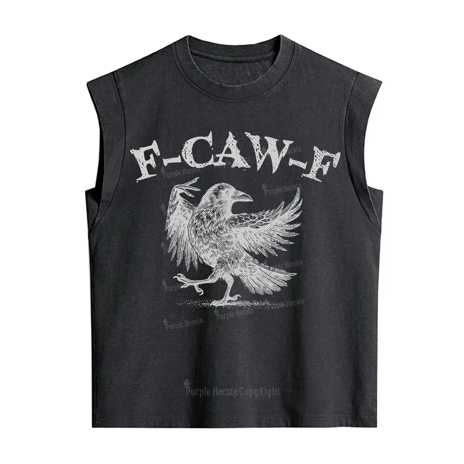 Purplehecate F-caw-f Crow Vintage Washed Tank