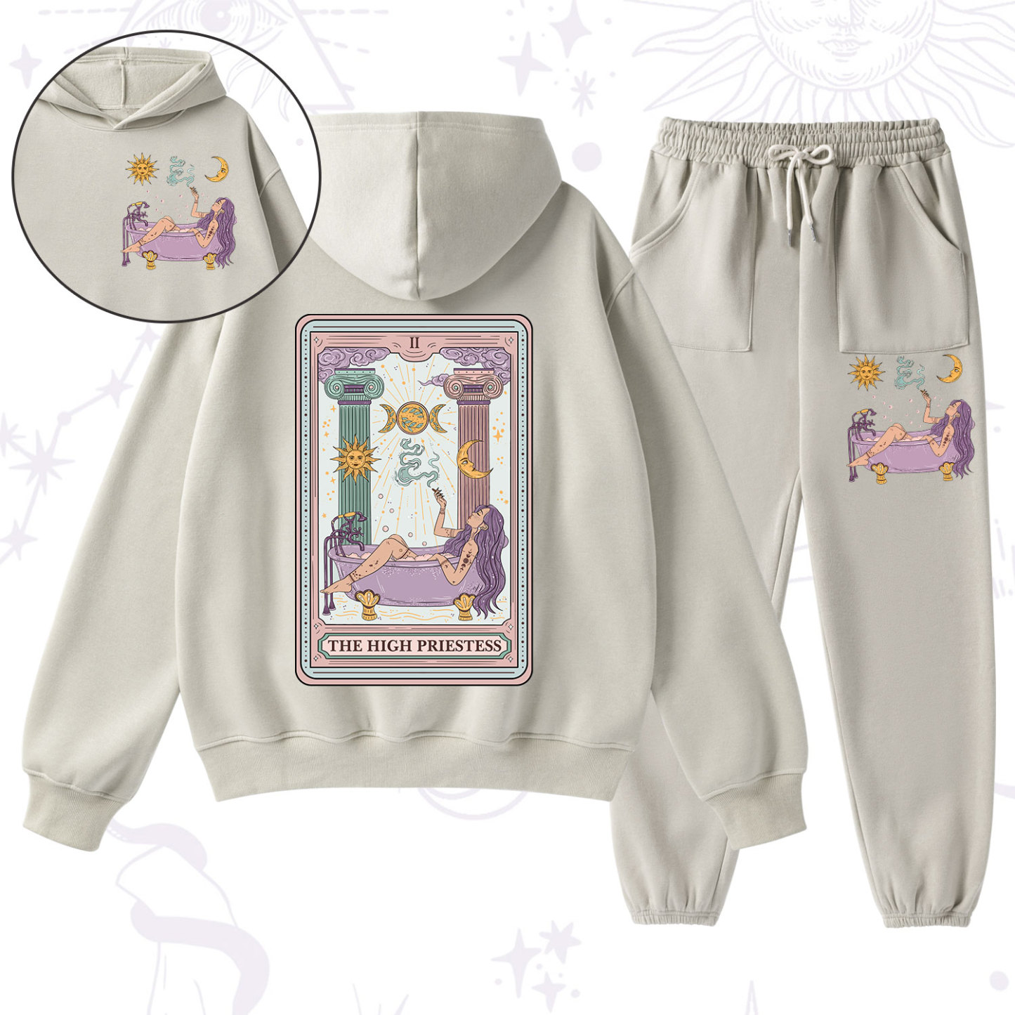 Purplehecate The High Priestess Tarot Fleece Hoodie Suit